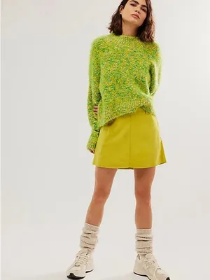 Free People Can't Blame Me Linen Mini Skirt Citronelle 2 Small Summer Dopamine thumbnail 5