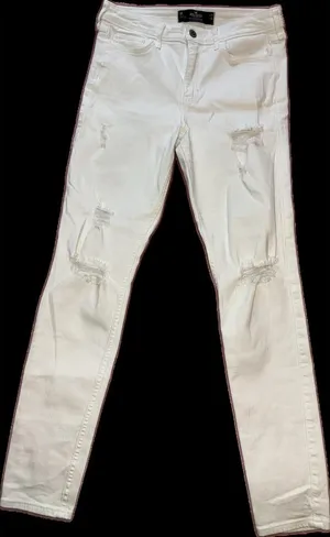 Hollister White High-Rise Super Skinny Distressed Jeans - Size 29 thumbnail 1