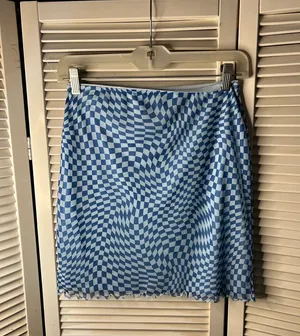Wild Fable Small Blue White Checkered Stretch Skirt thumbnail 2