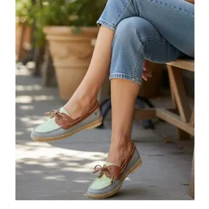 Sam Edelman Sebastian Denim Saddle Lime Boat Shoes size 6.5 NEW thumbnail 2