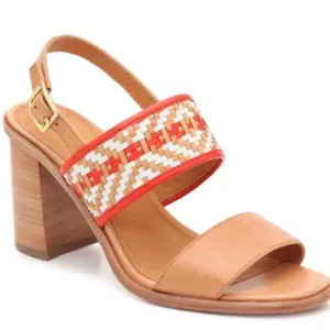 Frye Sandals Size 8 Tan Open Toe Braided Leather Amy Ankle Strap Block Heel thumbnail 1