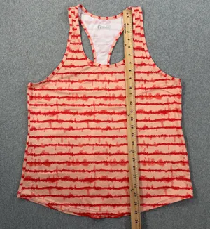 ZYIA ACTIVE Women's XL Peach Red Striped Racerback Tank Top Athletic Gym Shirt thumbnail 1
