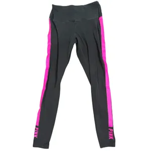 Victoria's Secret PINK Leggings Womens Large Black Pink Stripe High Rise Logo thumbnail 3