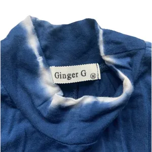 Vintage Ginger G Women’s Dress M Tie Dye Knee Length Mock Neck Summer Blue thumbnail 3