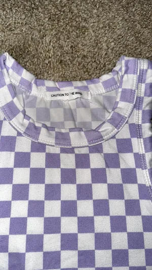 Checkered Halter Crop Tank Top Purple Size unsure thumbnail 2