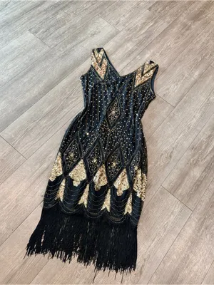PrettyGuide Black Sequin Fringe Cocktail Dress Size M thumbnail 7