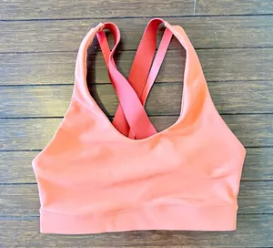 Old Navy Medium-Support PowerSoft Strappy Sports Bra in Coral Pink six XS thumbnail 1