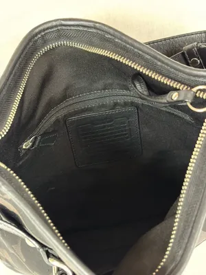 Coach Signature Optic Chain Black Shoulder Bag Purse Duffle thumbnail 8
