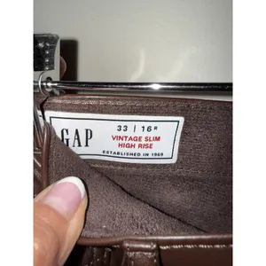 Gap Vintage Slim High Rise Faux Leather Pants Women's 33 | 16 R EUC Brown thumbnail 2
