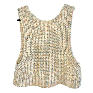 Free People‎ Hoopla Boxy Tank XS Pastel Multicolor Chunky Knit Boho Oversized thumbnail 4