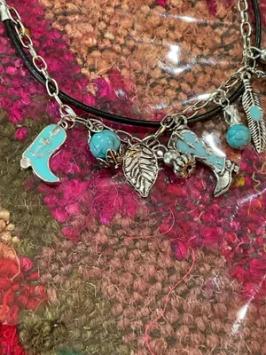 Silver and Turquoise Charm Bracelet Blue thumbnail 8