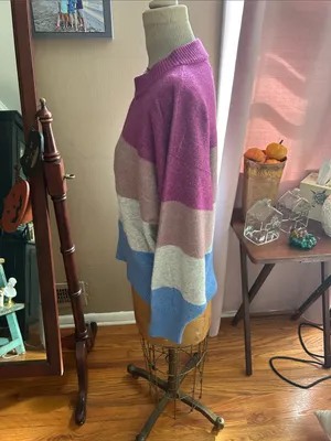 a new day Multi-Striped Crewneck Sweater in Pink, Beige & Blue | Medium thumbnail 11