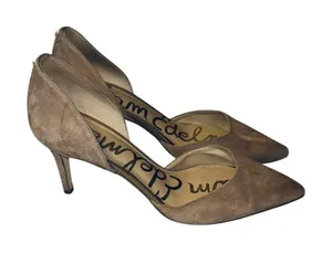 Sam Edelman Oatmeal Suede Telsa Heels thumbnail 1