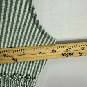 American Eagle Dress M Green Stripe Smocked Tiered Cottagecore Coastal‎ Granola thumbnail 6