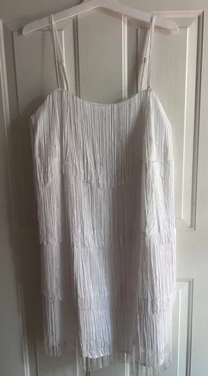 New Women’s A New Day Fringes Lined Dress Stretchy White size XXL thumbnail 1