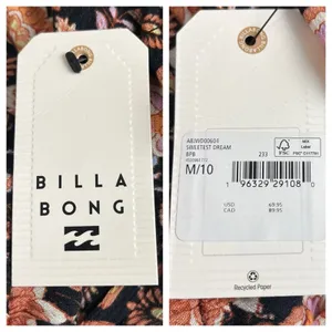 Billabong New Blouson Dress Deep V-neck Long Sleeve Black Floral Women’s Size M thumbnail 10