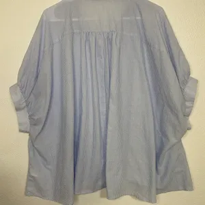 Classic Blue Striped Button Down Shirt for Women Size M thumbnail 7