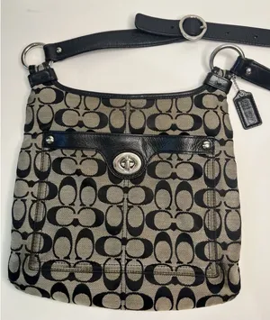 Coach Penelope F15513 Signature Y2K Turnlock Crossbody Shoulder Bag Black thumbnail 1