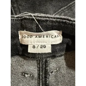 Good American High Rise Skinny Jeans Black Raw Hem Womens 8/29 thumbnail 4