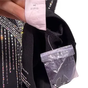 NWOT BANJUL Rhinestone Black Romper Mesh‎ Plunge V Long Sleeve - Large thumbnail 4