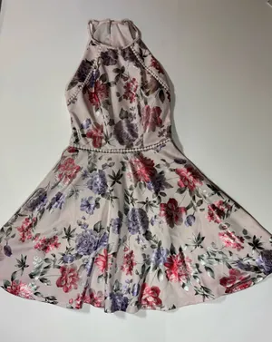 B Darlin Metallic Floral Halter Fit & Flare Dress Size 1/2 thumbnail 1