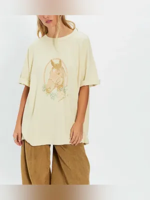 NWT Free People We The Free Farm Friends Tee - horse combo sand - Medium thumbnail 3