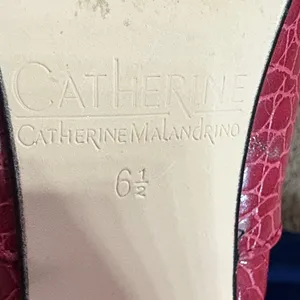 Catherine Malandrino Red Croc Embossed Ankle Boots | Size 6.5 thumbnail 3
