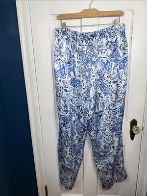 Talbots Satin Wide Leg Silky Pants in Floral Painted Paisley W2387 Plus Size 1X thumbnail 9