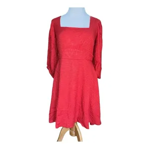 BOG Band of the Free Josette Aurora Red Puff Sleeve Mini‎ Dress Size Medium New thumbnail 2