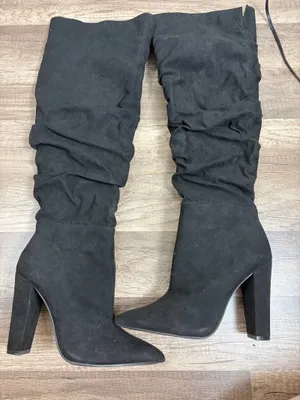 Knee High Black Heeled Boots Women's Size 8 Preppy Classic Autumn Classy Shoes thumbnail 1
