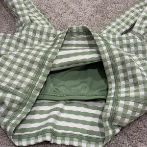 aerie Green and White Gingham Crop Tank thumbnail 3