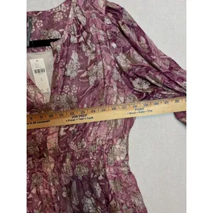 Anthropologie Somerset Floral Metallic Smocked Peplum Chiffon Blouse Size M NEW thumbnail 7