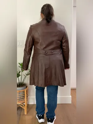 Great Things Vintage Chocolate Brown Genuine Leather Long Coat Jacket Size Large thumbnail 15