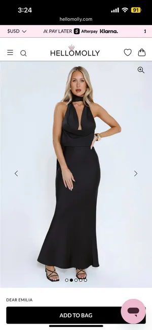 Satin Halter Maxi Dress Black thumbnail 2