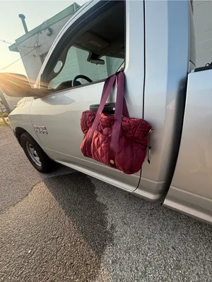 NWT Wantable Quilted Tote Bag in Burgundy thumbnail 7