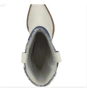 Guess White and Blue Denim Western Cowboy Boots thumbnail 6
