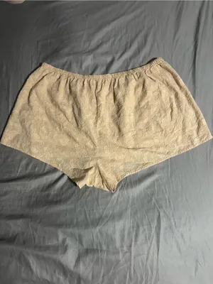 aerie Cream Floral Embroidered Athletic Shorts thumbnail 4