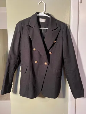Lioness Women's Sz Medium Double Breasted Blazer with Gold Button Hardware Black thumbnail 5