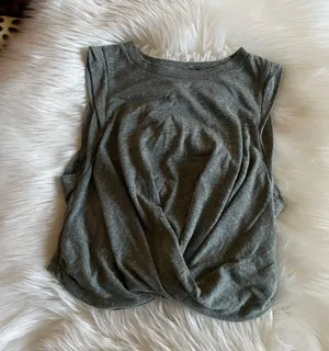 Free People Movement Women Top Undertow Front Twist Crewneck Sleeveless Gray thumbnail 3
