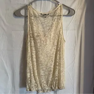 About A Girl Cream Lace Tank Top with Bow Sz Medium‎ Coquette Dollette Victorian thumbnail 2