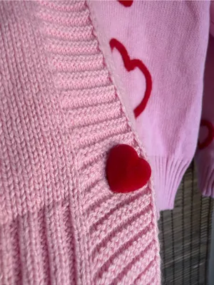 NWT 33 Degrees Pink Heart Graphic Cardigan Size Medium thumbnail 4