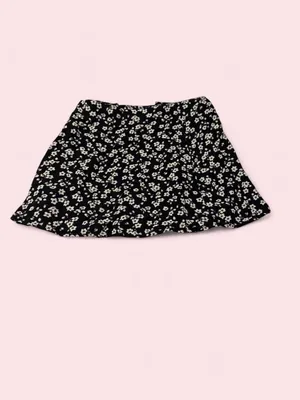 Aeropostale Black Mini Skirt with White Floral Print thumbnail 2