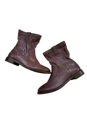 JOHNSTON & MURPHY Brown Leather Flat Ankle Boots Size 7 thumbnail 2