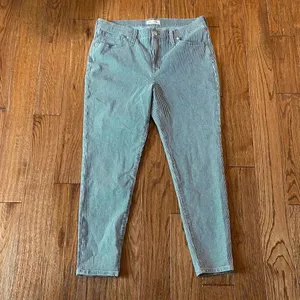 Madewell 9”mid rise piper striped skinny jeans 32 thumbnail 3