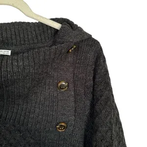 Studio One Women’s Sz XL Gray Cowl Neck Bodycon Knee Length Knit Sweater Dress thumbnail 4