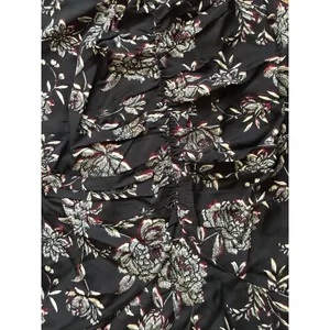 J.Crew Veranda Dress Size 12 Black Floral Midi Sleeveless Ruched Waist Boho thumbnail 7