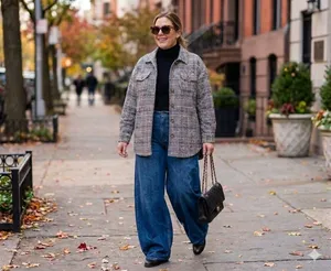 Millenium Plus Size 3X Autumn Essential Black & White Plaid Button thumbnail 6
