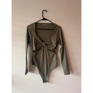 Abercrombie Olive Green Twist Front Deep V Bodysuit thumbnail 2