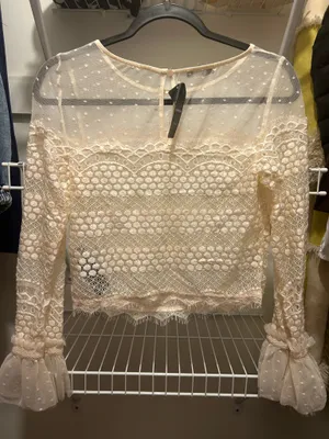 Bebe lace swiss dot long sleeve top thumbnail 3