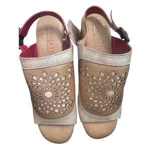 Bed Stu Women Metallic Leather Laser Cut Wood Block Heel Sandals Size‎ 8.0 NWT thumbnail 2